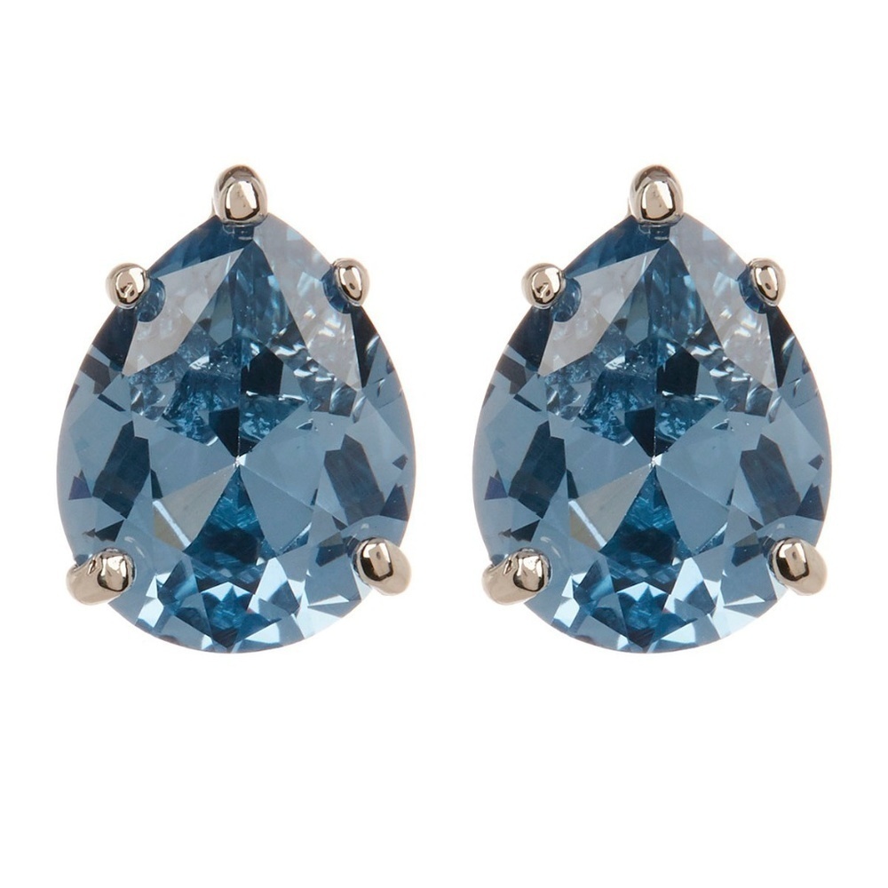 CZ by Kenneth Jay Lane Aqua Pear Stud Earrings